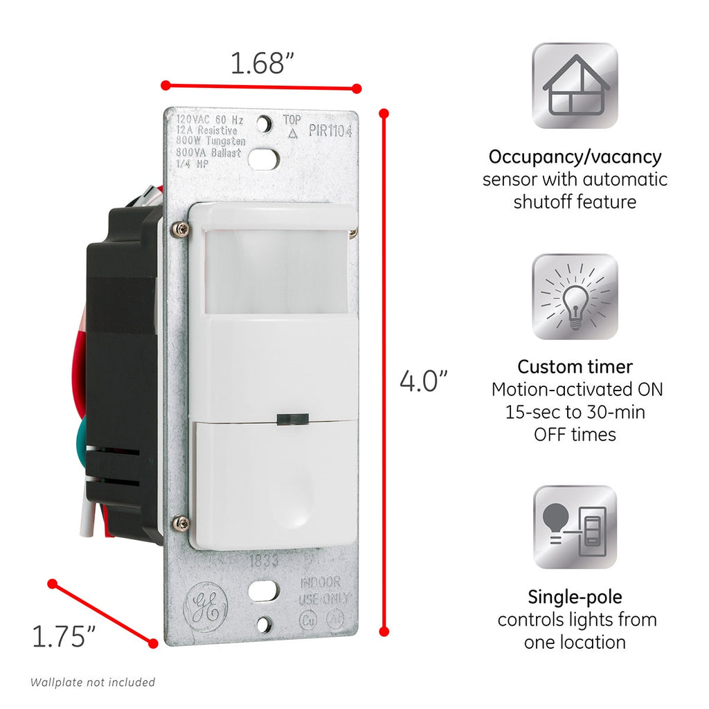 GE UltraPro In-Wall Motion Sensing Switch, White