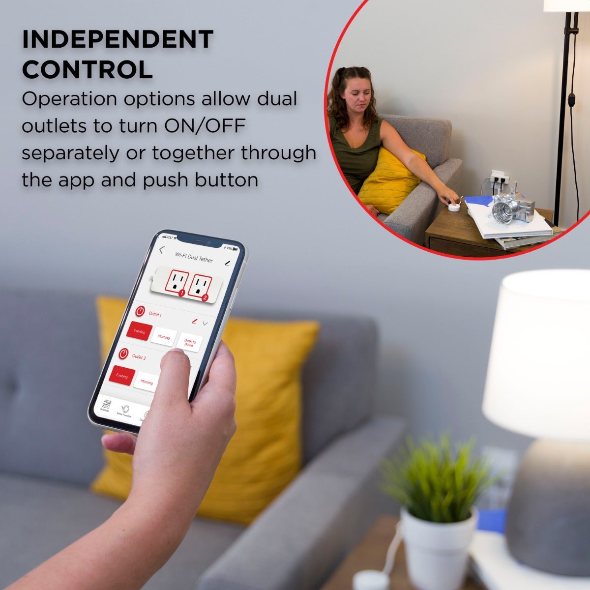 UltraPro Plug-In 2-Outlet WiFi Smart Plug with Push Button, White