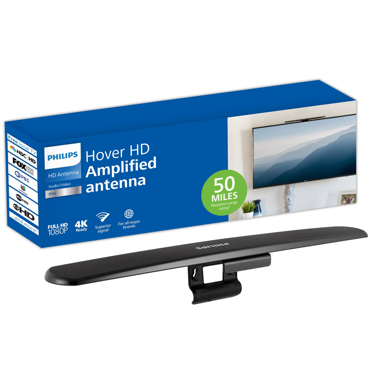 Philips Hover HD Amplified Antenna, Black