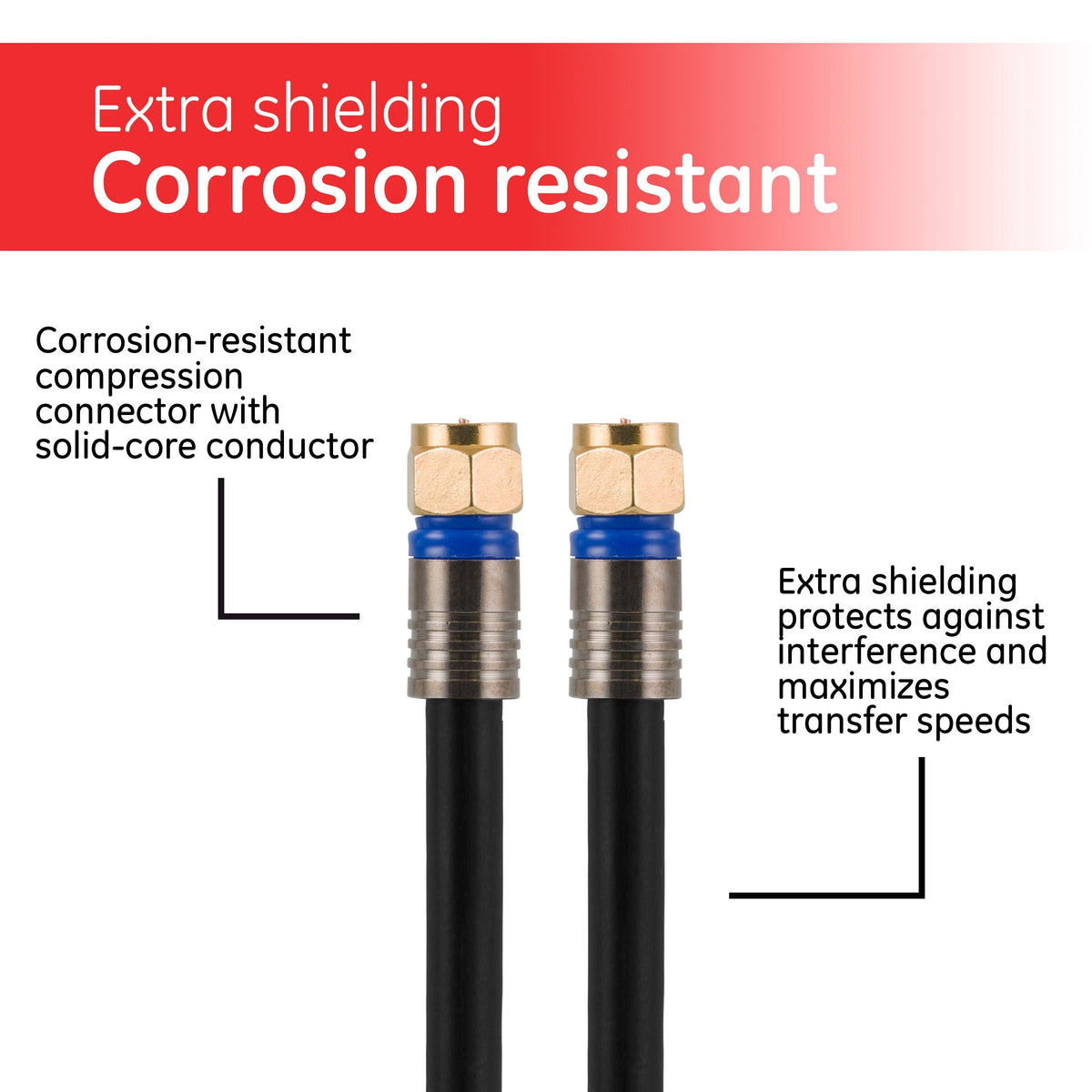 GE 6ft. RG6 Quad-Shield Coaxial Cable, Black