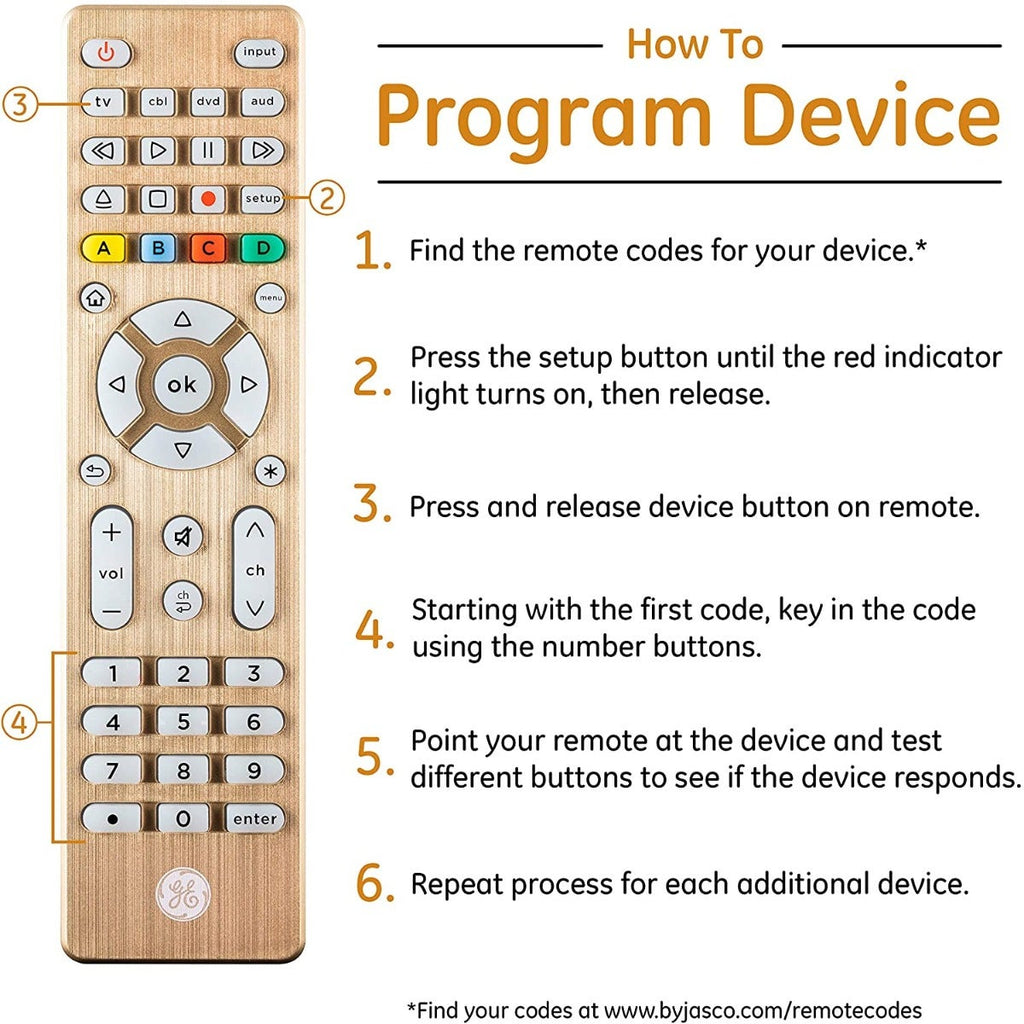 GE 4-Device Backlit Universal Remote, Brushed Gold