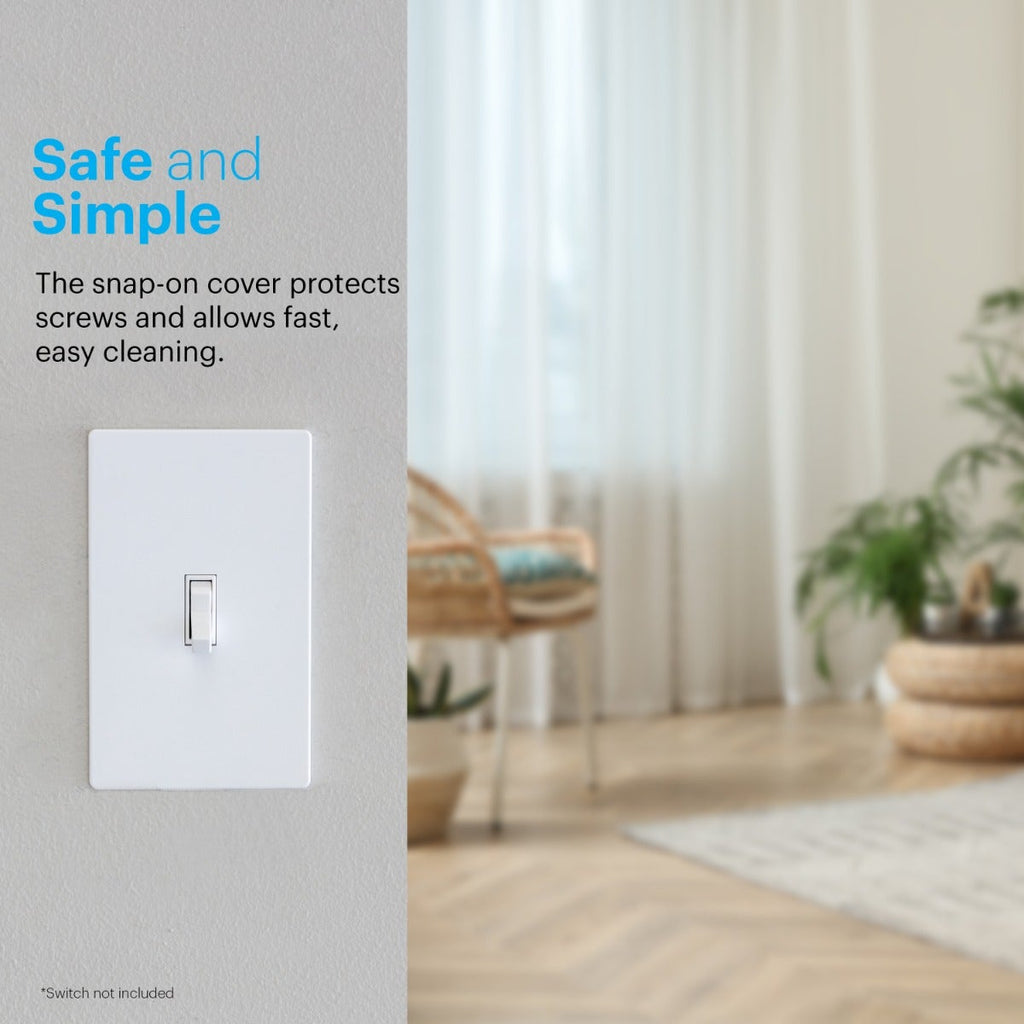 Power Gear Single Toggle Screwless Wall Plate, White