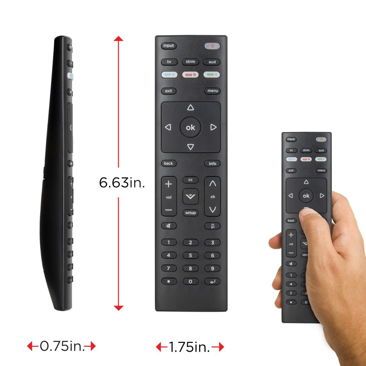 UltraPro 3-Device Universal Vizio Replacement Remote, Black