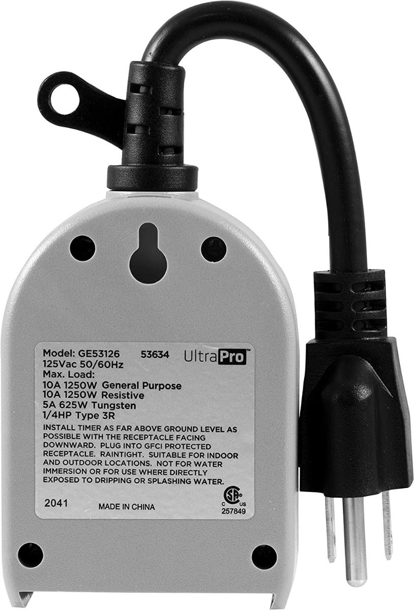 UltraPro Outdoor Plug-In 1-Outlet Light-Sensing Timer, Gray