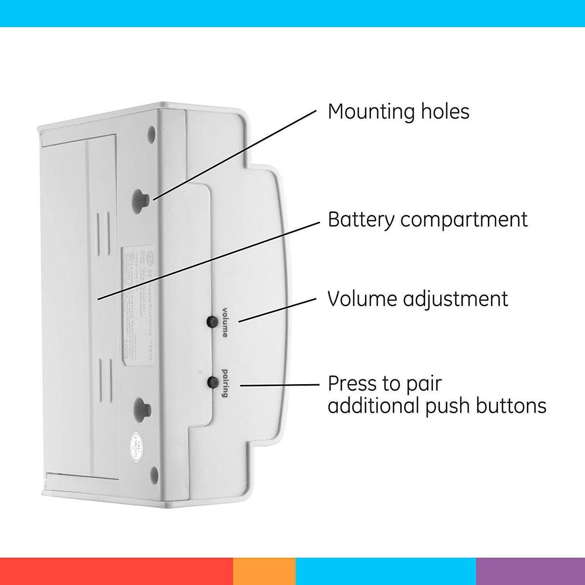 GE Battery Operated 8-Chime 2-Push Button Wireless Door Chime Kit, White
